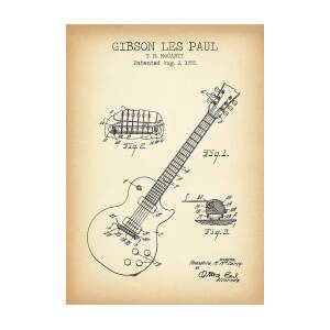 Official Gibson Mandolin US Patent Art Print-Vintage Antique Guitar Original 422 