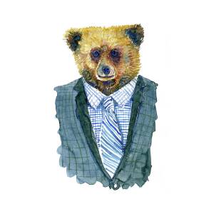 Mr. Bear Watercolor by Frits Ahlefeldt Painting by Frits Ahlefeldt-Laurvig  - Pixels
