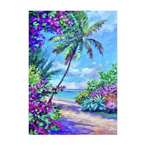 Palm tree and bougainvillea 5x7 Painting by John Clark - Fine Art America