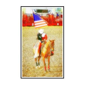 Patriotic Cowboy on Rodeo Horse Tote Bag by A Macarthur Gurmankin