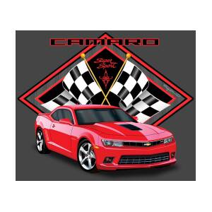 Camaro Hot Rod  Red Metal Sign By Rudy Edwards 14x14 Round 