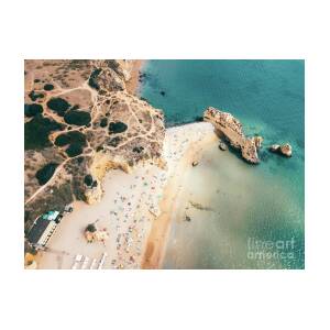 Aerial Beach Print Ocean Landscape Print Lagos Bay Coast Algarve Portugal Drone Photography Photograph By Radu Bercan