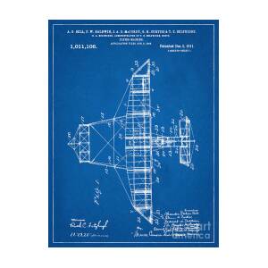 Airplane Patent Print Midnight Blue