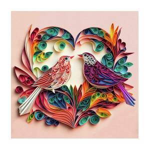 Birds in Love Valentine - Paper Quilling Digital Art by Peggy Collins -  Fine Art America