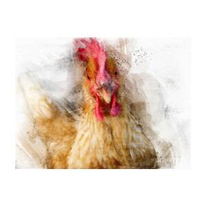 Square Animal Photo Canvas Wall Art Picture Prints Brown Chicken Watercolour 