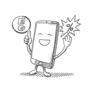 Cartoon Smart Phone Smiley Face Drawing Drawing by Frank Ramspott - Fine  Art America