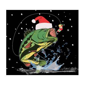 Christmas Funny Fishing Santa Fisherman Xmas Gift Digital Art by