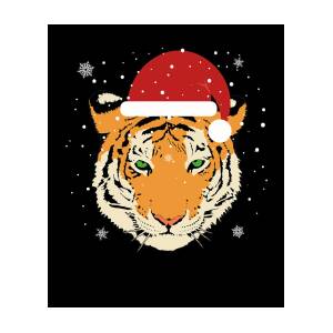 Tiger with Santa Hat and Warm Striped Scarf. Portrait of Chinese Zodiac  Animal. it`s Xmas Time Lettering Stock Vector - Illustration of postcard,  animal: 233830232