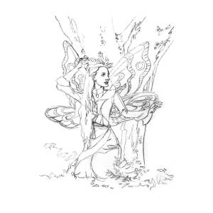 Light Bulb Fairy line drawing Drawing by Katherine Nutt - Fine Art America