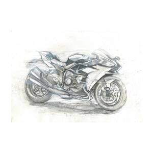 Kawasaki H2 Drawing By Tommy Vaagen