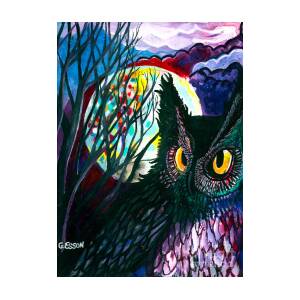 Owl On A Full Moon Night Painting by Genevieve Esson - Fine Art America