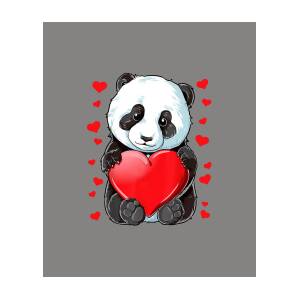 PANDA HOLDING LOVE HEART WHITE T SHIRT ANIMAL GIFT BIRTHDAY 
