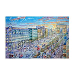 Paris at Night - Arc de Triomphe - Champs-Elysees Painting by Mike Rabe ...