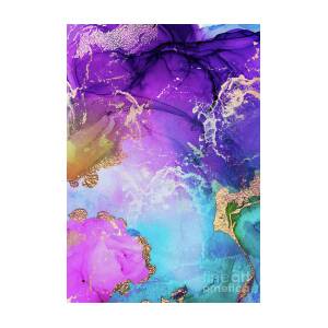 Purple, Blue And Gold Metallic Abstract Watercolor Art Painting by Modern  Art - Pixels