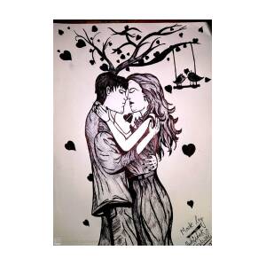 Romantic loving couples💕💕 - Abhi new awesome pen sketch store - Drawings  & Illustration, People & Figures, Love & Romance - ArtPal