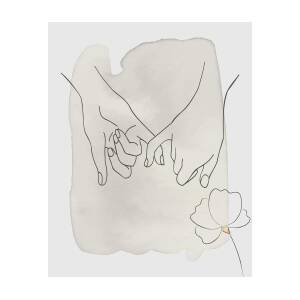 Romantic couple pinky promise line art, pinky swear contour drawings,  minimalist lovers, Version 1/9 Drawing by Mounir Khalfouf - Pixels