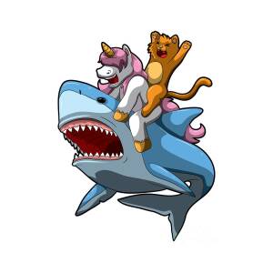 Dream Team Funny Shark And Unicorn T-Shirt - TeeNavi