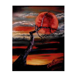 Designart 'Lonely Tree Holding the Moon' Landscape Printed Throw