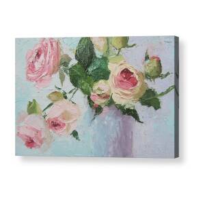Pastel Pink Roses Painting Acrylic Print by Chris Hobel