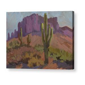 Saguaro Cactus and Apache Junction Acrylic Print by Diane McClary
