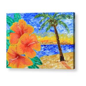 Take Me to the Beach Palm Trees Watercolor Painting Acrylic Print by ...