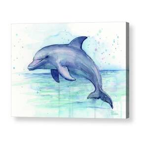 Watercolor Dolphin Painting - Facing Right Acrylic Print by Olga Shvartsur