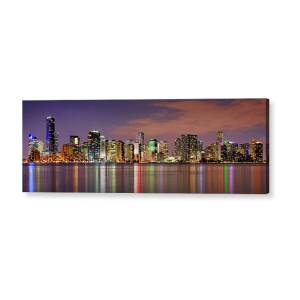 Miami Skyline at Dusk Black and White BW Panorama Acrylic Print by Jon ...