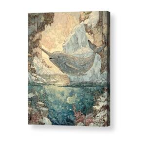 Aquatic Life Iceberg Landscape Majestic Narwhal in Arctic Ice Arctic Whale Acrylic Print by Clint McLaughlin