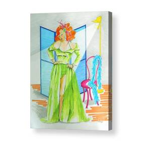 La Toilette -- Woman in Whimsical Art Deco Bathroom Acrylic Print by ...