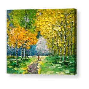 Palette Knife Oil Painting Forest Landscape Acrylic Print by May ZHOU -  Fine Art America