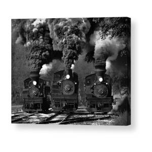 Train Race In Bw Acrylic Print by Chuck Gordon