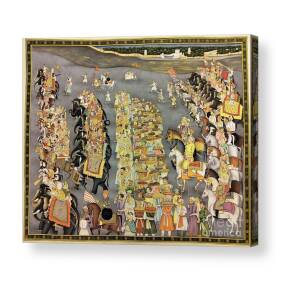 Mughal Procession  Print Tapestry Throw Indian Wall Hanging Small 