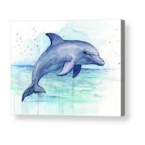 Dolphin Watercolor Acrylic Print by Olga Shvartsur