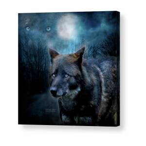 Moon Spirit 2 - White Wolf - Blue Acrylic Print by Carol Cavalaris
