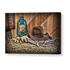 Cowboy Hat and Rodeo Lasso in a black and white Canvas Print / Canvas ...