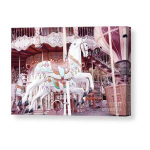 Paris Carousel Merry Go Round Sepia - Paris Carousel Montmartre District  Sacre Coeur Canvas Print / Canvas Art by Kathy Fornal - Fine Art America