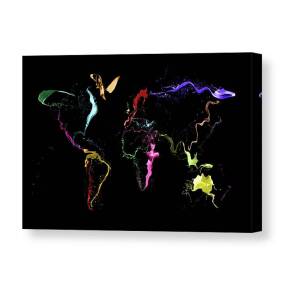 World Map with Big Text Canvas Print / Canvas Art by Michael 