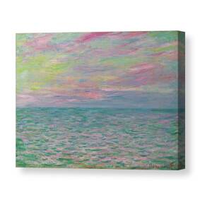 Coucher De Soleil A Pourville, Pleine Mer Canvas Print by Claude Monet
