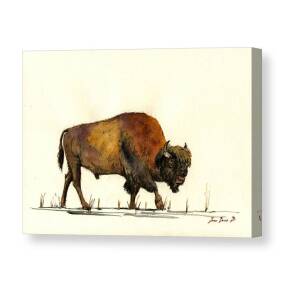 Running buffalo Canvas Print / Canvas Art by Juan Bosco