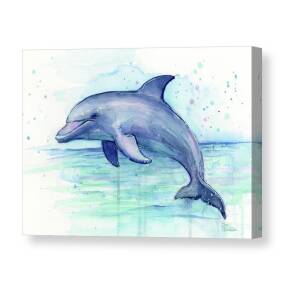 Humpback Whales Mom and Baby Watercolor Painting - Facing Right Canvas ...