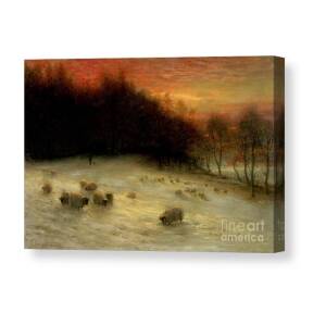 A shepherd and his flock Canvas Print / Canvas Art by Charles Emile Jacques