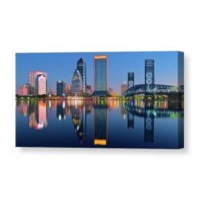Jacksonville Florida Black And White Panoramic View Canvas Print ...