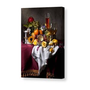 Banquet with oysters and fruit Canvas Print / Canvas Art by Levin Rodriguez