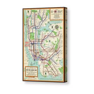 Historic New York City Subway Map Canvas Print by Carol Japp