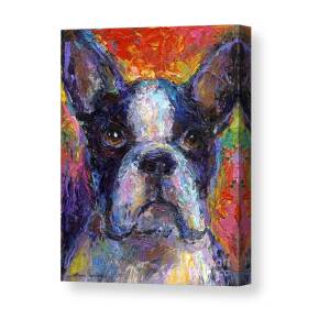 Pensive Boston Terrier dog painting Canvas Print / Canvas Art by ...