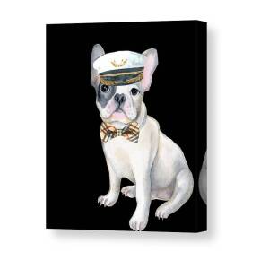 Frenchie French Bulldog Pipe Dogs In Clothes Canvas Print Canvas