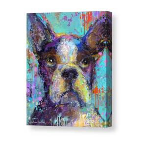Cute English Bulldog puppy dog painting Canvas Print / Canvas Art by ...