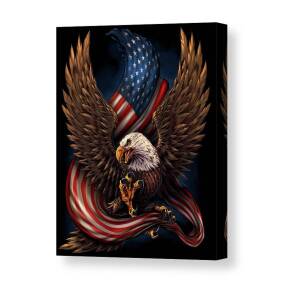 Eagle And Flag Canvas Print by Flyland Designs