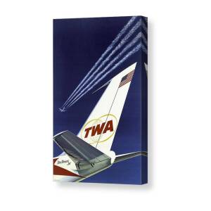 TWA Star Stream Jet - Minimalist Vintage Advertising Poster Canvas Print by Studio Grafiikka