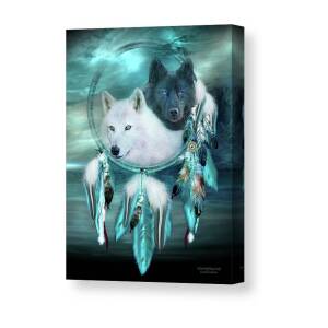 Moon Spirit 2 - White Wolf - Blue Canvas Print / Canvas Art by Carol ...